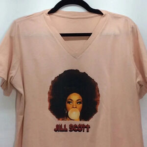Jill Scott V-Neck Peach T-Shirt